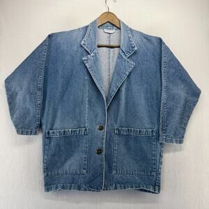 Vintage Cetch Denim Coat Women's Medium Blue Made In USA Barn Chore Blazer 90s